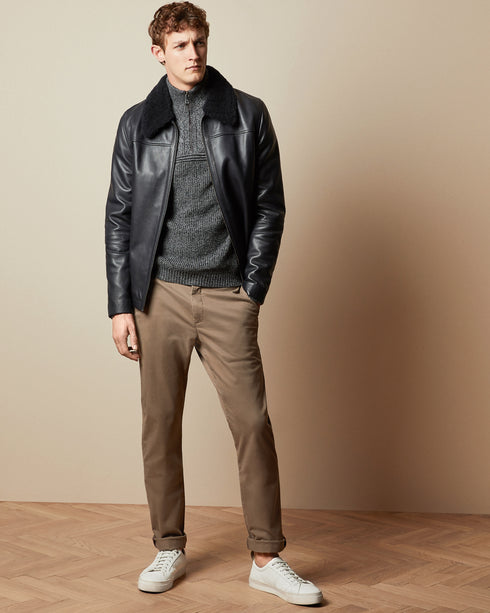 <P>Cotton Blend Cable Knit Funnel Neck Jumper</P>
